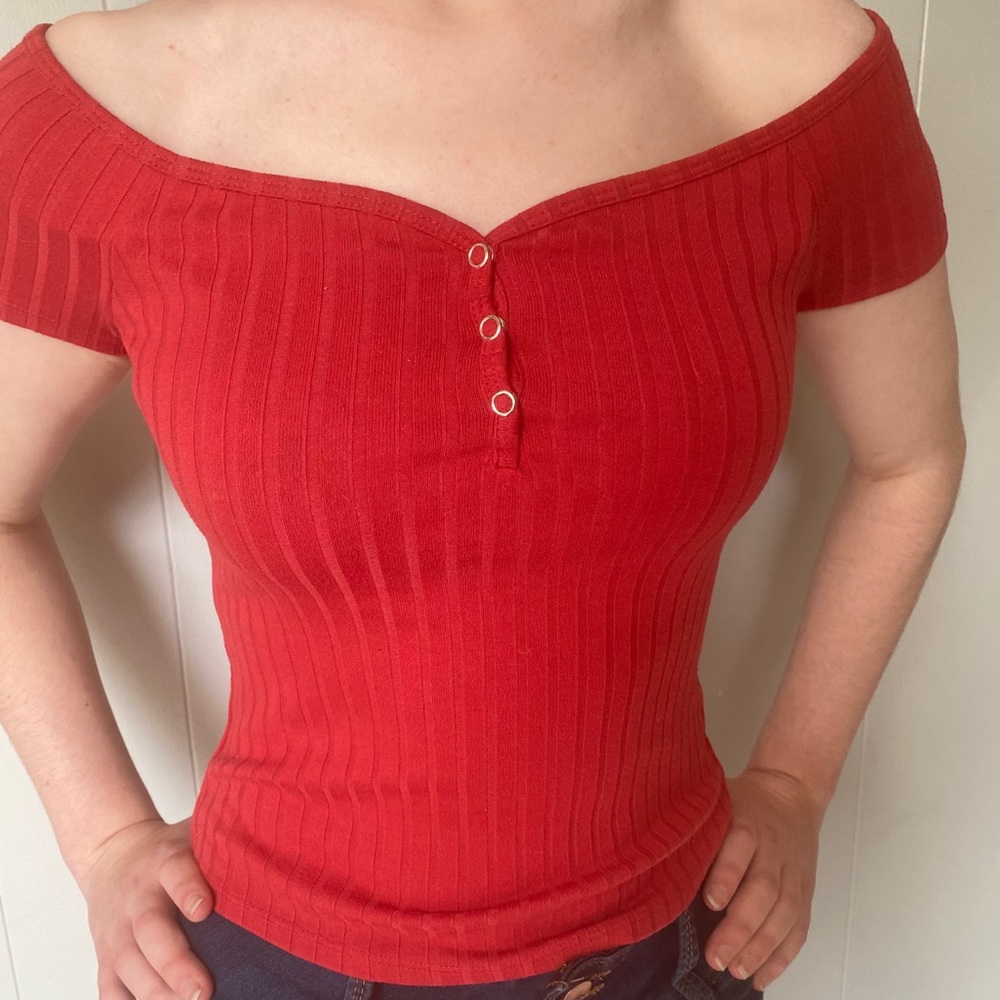 Coral long crop top
